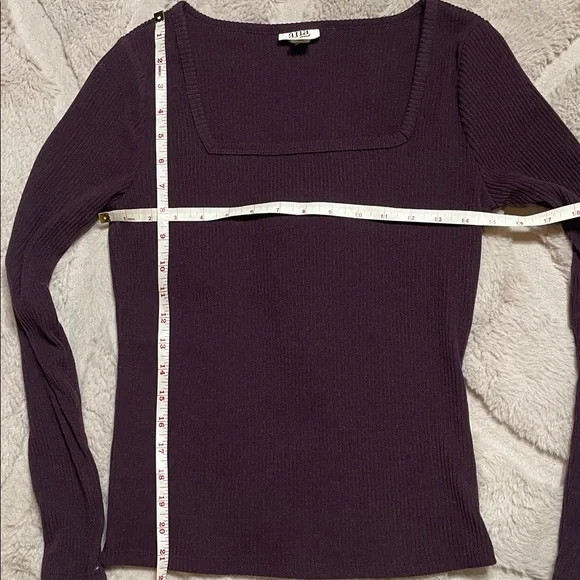 a.n.a A New Approach Plum Ribbed Square Neck Long Sleeve Crop Top Size S - Picture 4 of 4